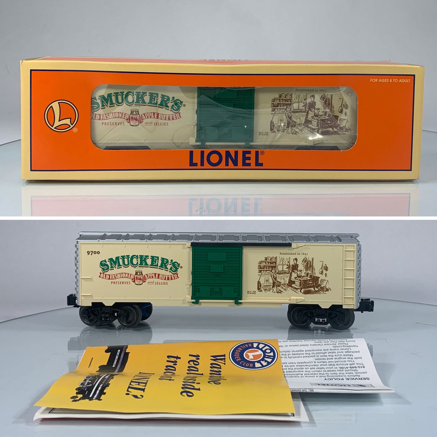 LIONEL • O GAUGE • 1998 Smucker’s Box Car 6-26220 • NEW OLD STOCK