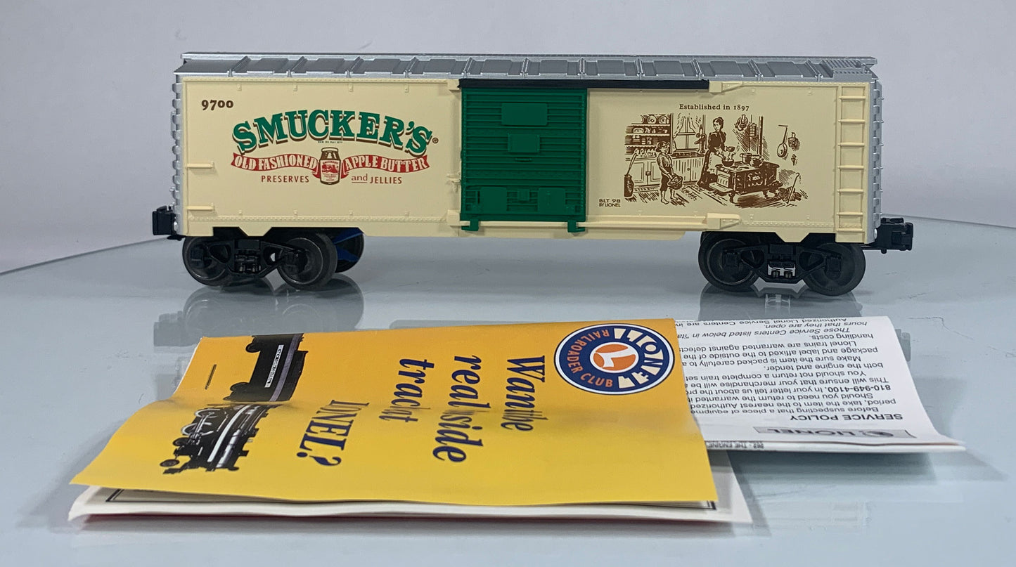 LIONEL • O GAUGE • 1998 Smucker’s Box Car 6-26220 • NEW OLD STOCK