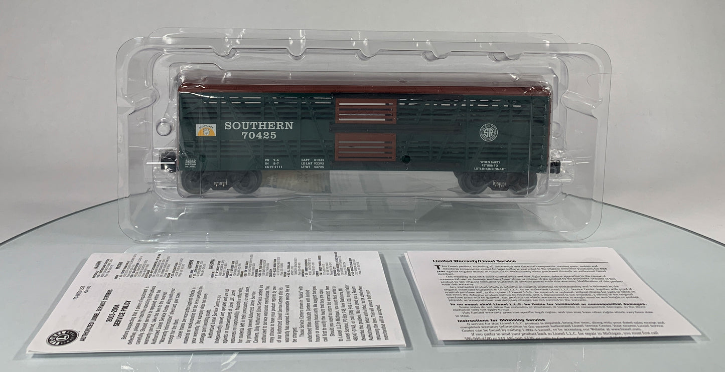 LIONEL • O GAUGE • LOTS 2004 Southern Stock Car w Pig Sounds 6-52342 • NEW OLD STOCK