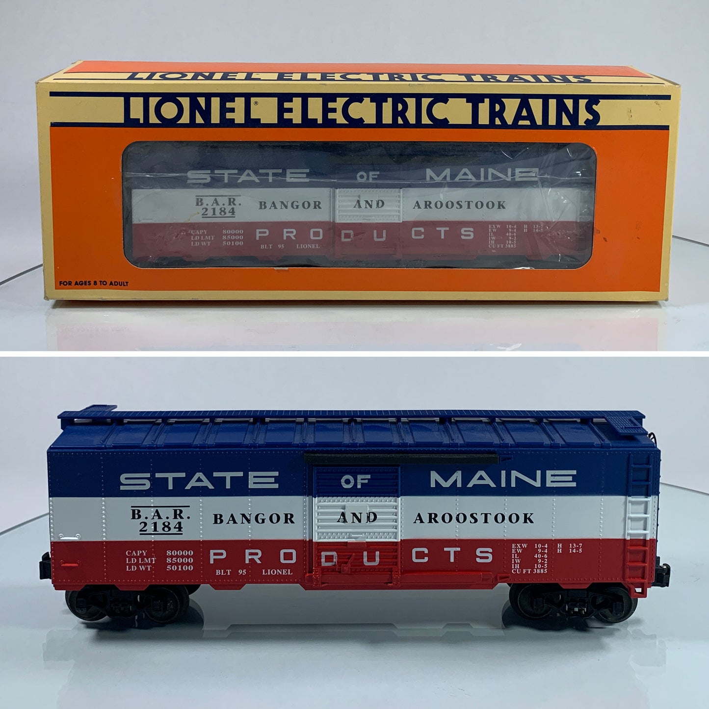 LIONEL • O GAUGE • 1995 State of Maine – Bangor & Aroostook Boxcar 6-17218 • LIKE NEW