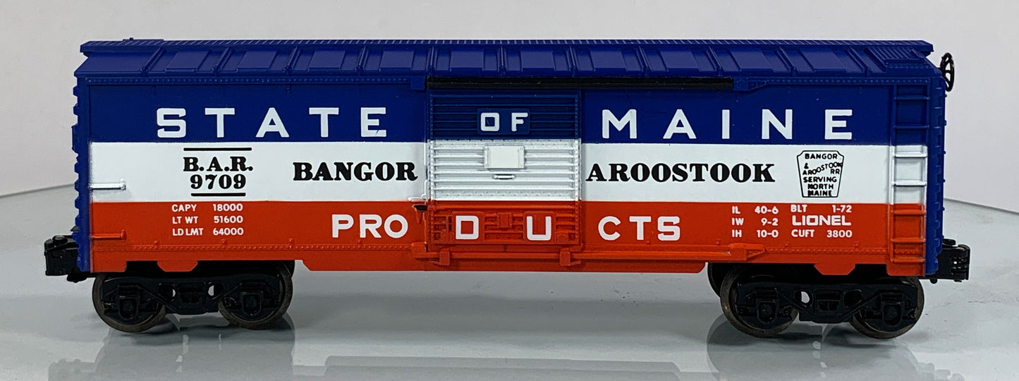 LIONEL • O GAUGE • 1972 State of Maine Bangor and Aroostook Boxcar 6-9709 • EX COND hi