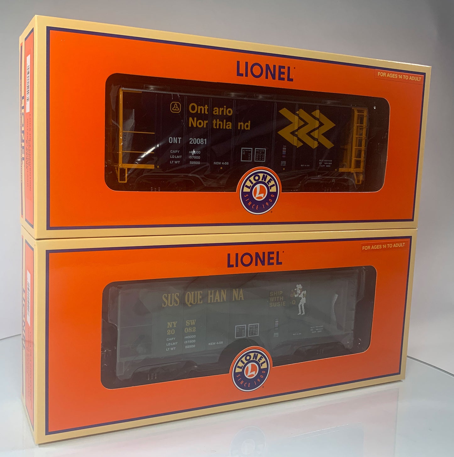 LIONEL • O GAUGE • LCCA 2008 PS-2 Convention Susquehanna & Ontario Northland Hoppers 6-52491 • 2-PACK • NEW OLD STOCK