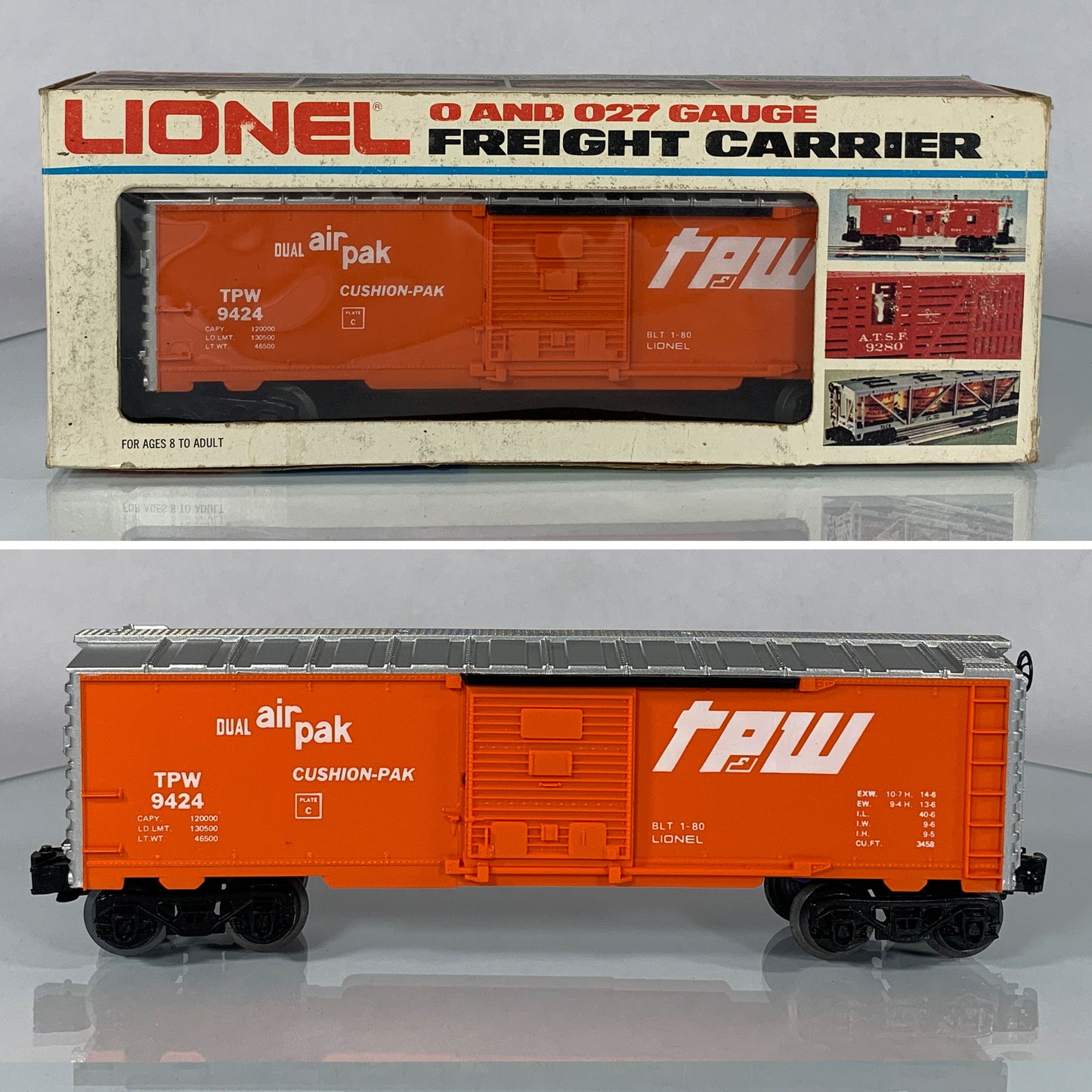 LIONEL • O GAUGE • 1980 TPW Toledo Peoria Western Boxcar 6-9424 • NEW OLD STOCK
