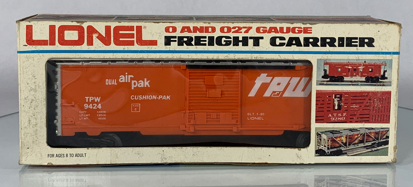 LIONEL • O GAUGE • 1980 TPW Toledo Peoria Western Boxcar 6-9424 • NEW OLD STOCK
