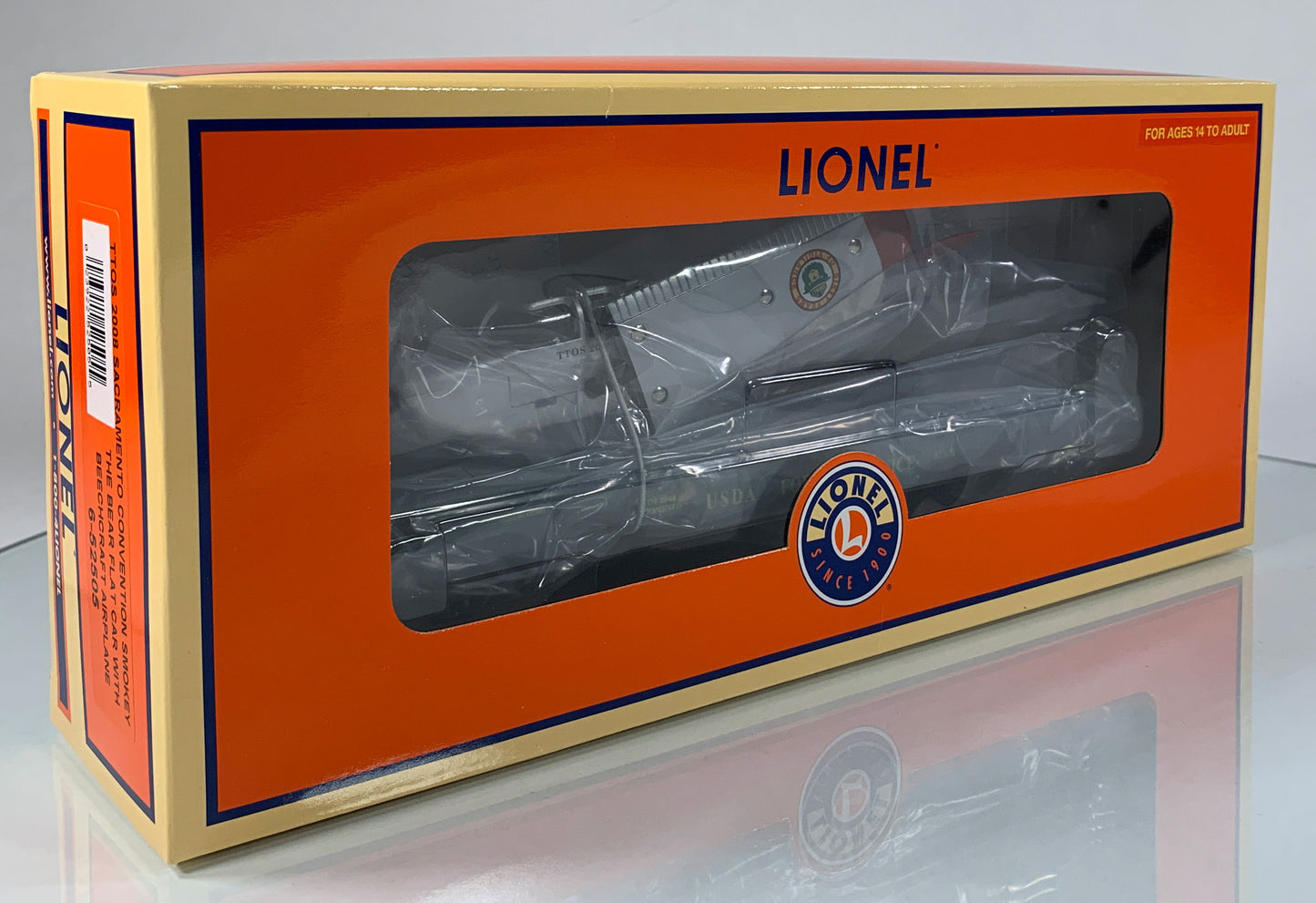 LIONEL • O GAUGE • 2008 TTOS Smokey the Bear Flat Car w Beechcraft Airplane 6-52505 • NEW OLD STOCK