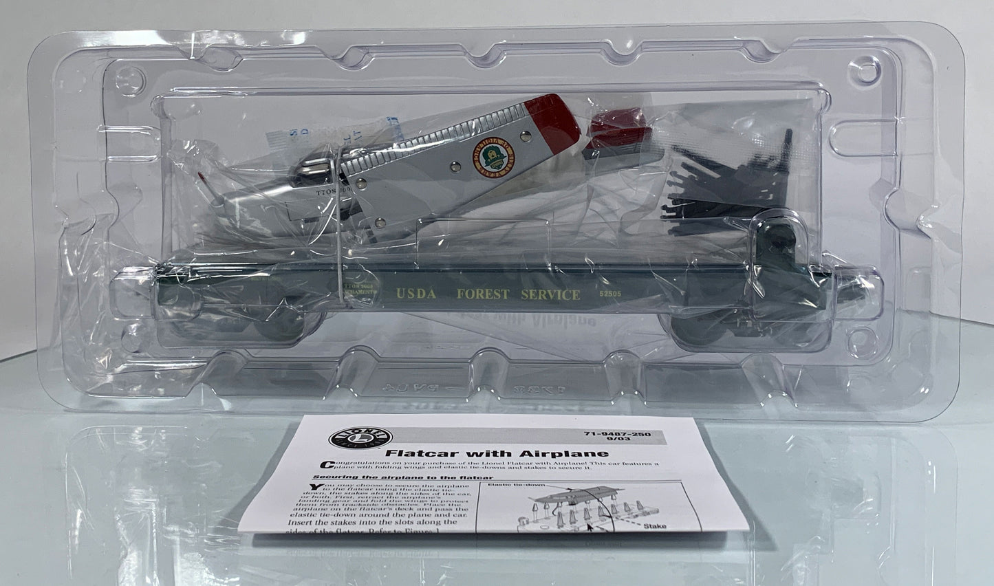 LIONEL • O GAUGE • 2008 TTOS Smokey the Bear Flat Car w Beechcraft Airplane 6-52505 • NEW OLD STOCK