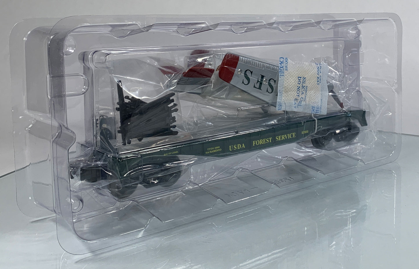 LIONEL • O GAUGE • 2008 TTOS Smokey the Bear Flat Car w Beechcraft Airplane 6-52505 • NEW OLD STOCK