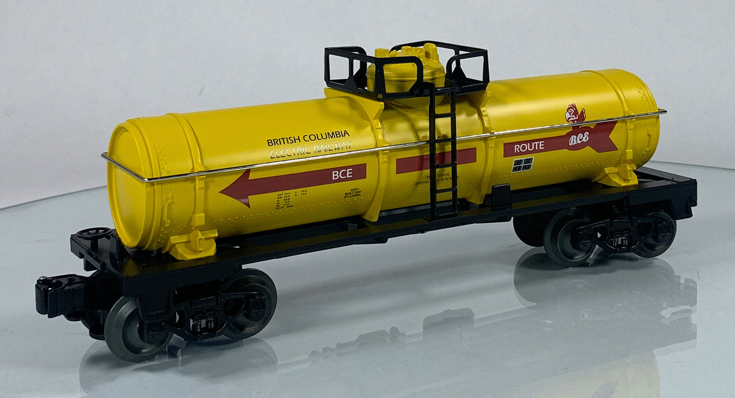 LIONEL • O GAUGE • 2001 TTOS British Colombia Electric Railway Single Dome Tank Car 6-52231 • NEW OLD STOCK
