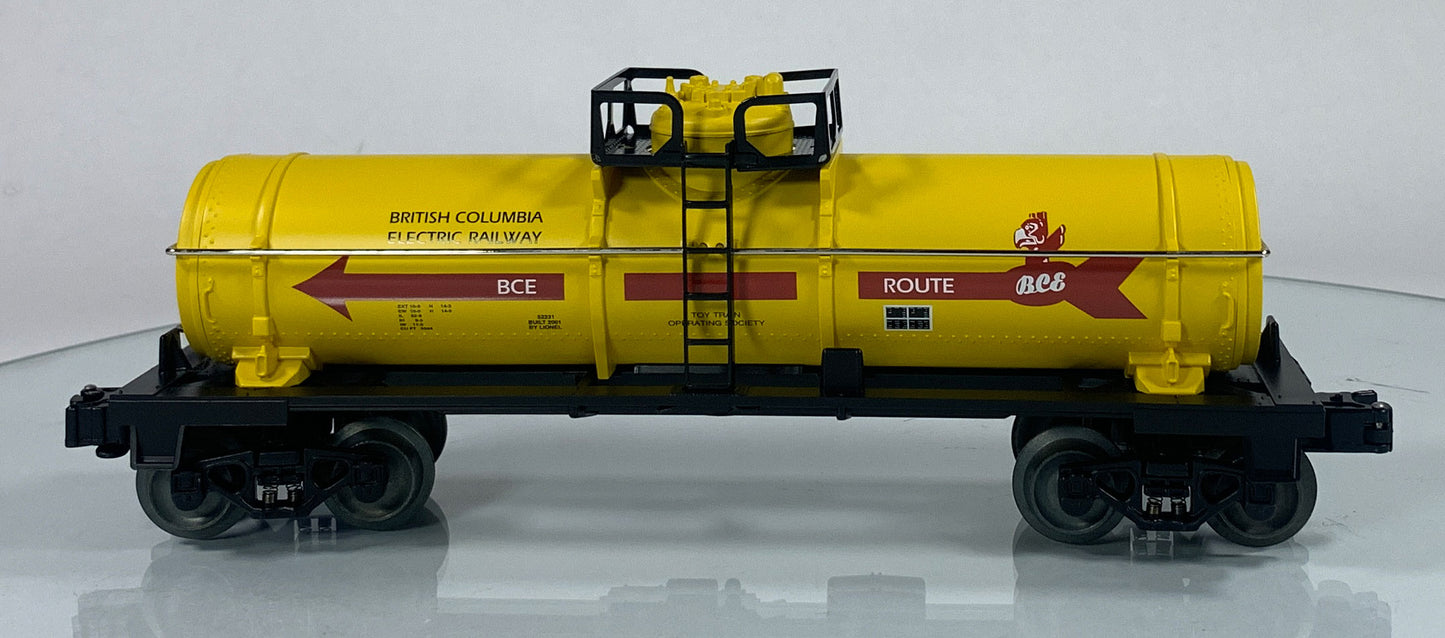 LIONEL • O GAUGE • 2001 TTOS British Colombia Electric Railway Single Dome Tank Car 6-52231 • NEW OLD STOCK