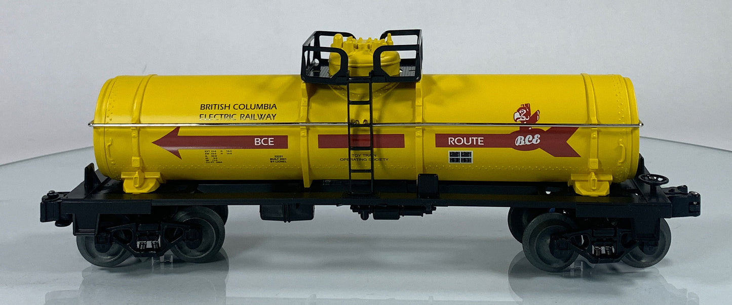 LIONEL • O GAUGE • 2001 TTOS British Colombia Electric Railway Single Dome Tank Car 6-52231 • NEW OLD STOCK