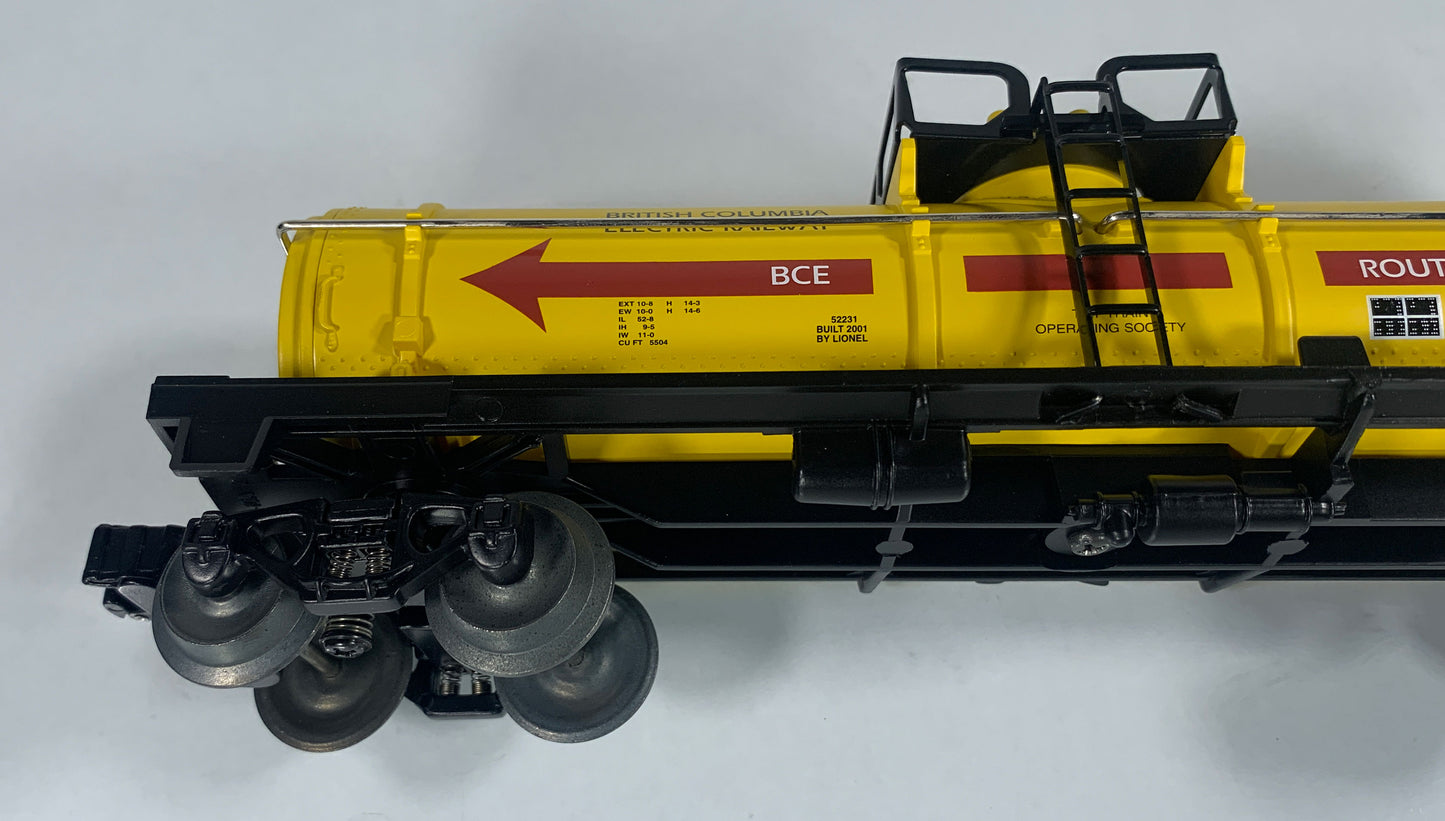 LIONEL • O GAUGE • 2001 TTOS British Colombia Electric Railway Single Dome Tank Car 6-52231 • NEW OLD STOCK