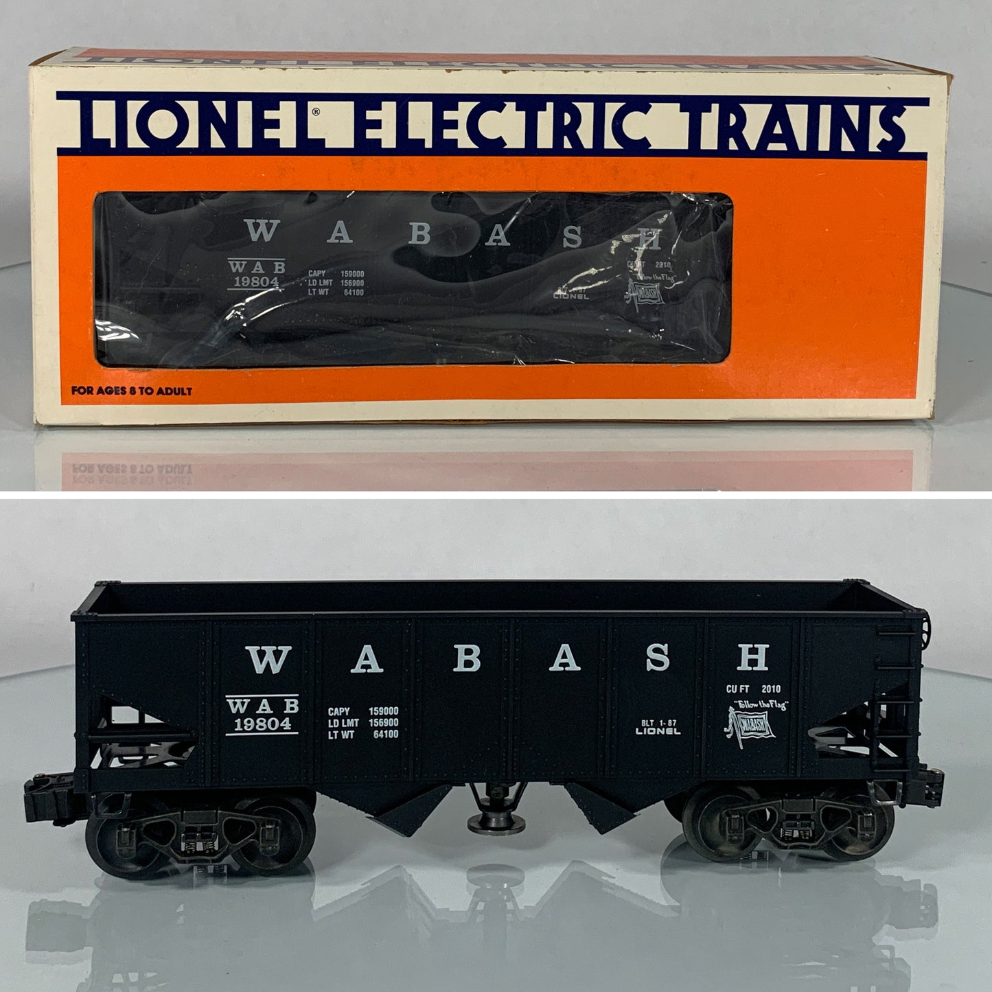 LIONEL • O GAUGE • 1987 Wabash Operating Hopper 6-19804 • NEW OLD STOCK