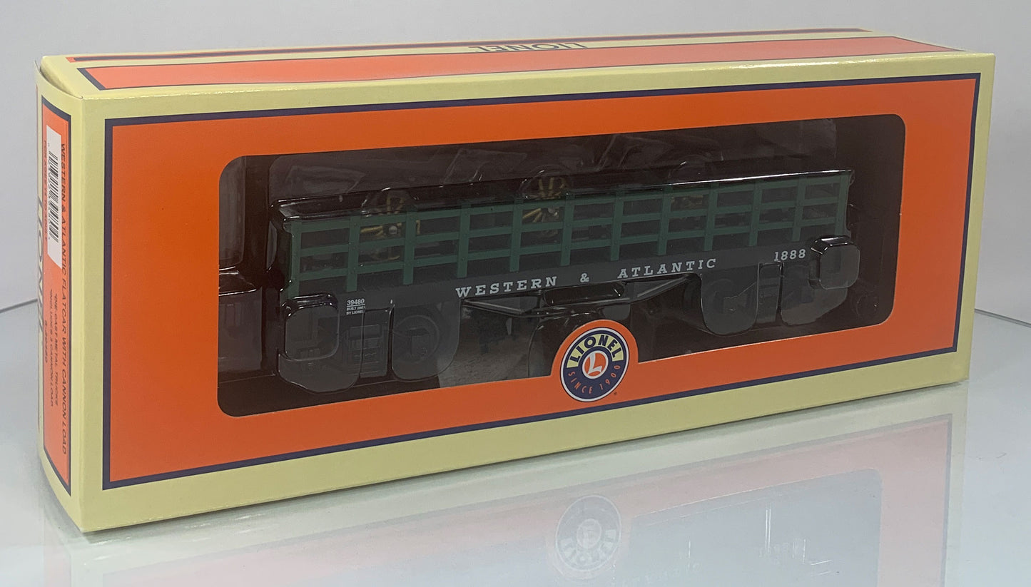 LIONEL • O GAUGE • 2009 Western & Atlantic Flatcar with Cannon Load 6-39480 • NEW OLD STOCK