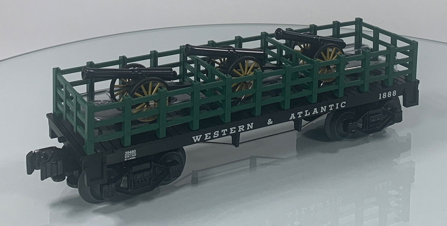 LIONEL • O GAUGE • 2009 Western & Atlantic Flatcar with Cannon Load 6-39480 • NEW OLD STOCK