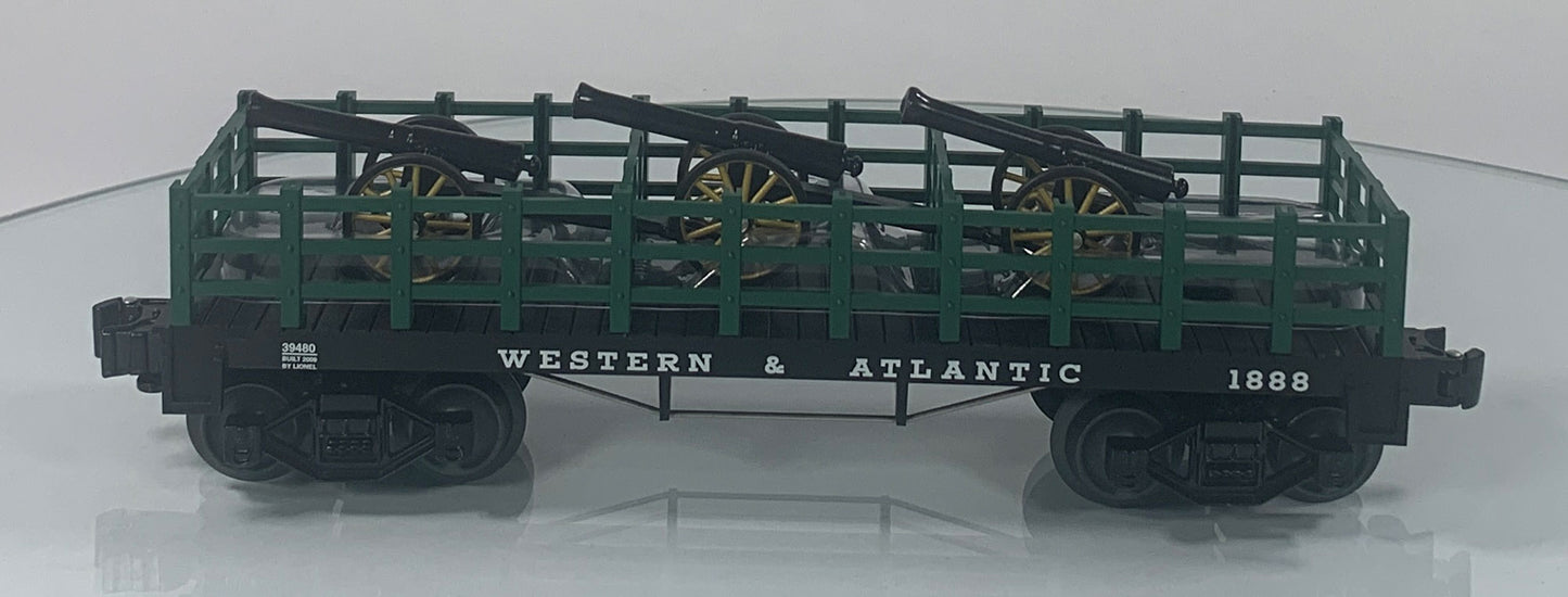 LIONEL • O GAUGE • 2009 Western & Atlantic Flatcar with Cannon Load 6-39480 • NEW OLD STOCK