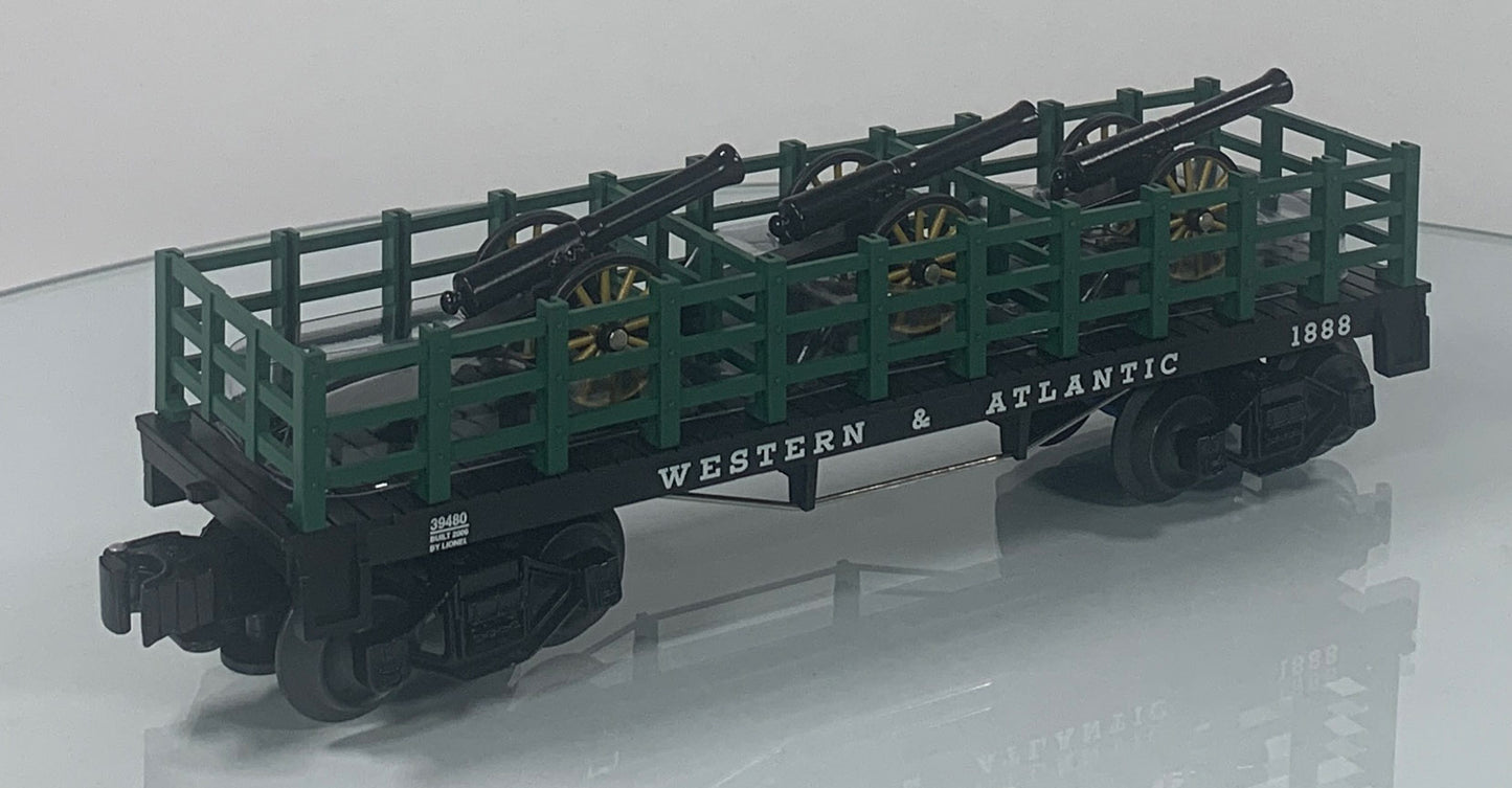 LIONEL • O GAUGE • 2009 Western & Atlantic Flatcar with Cannon Load 6-39480 • NEW OLD STOCK