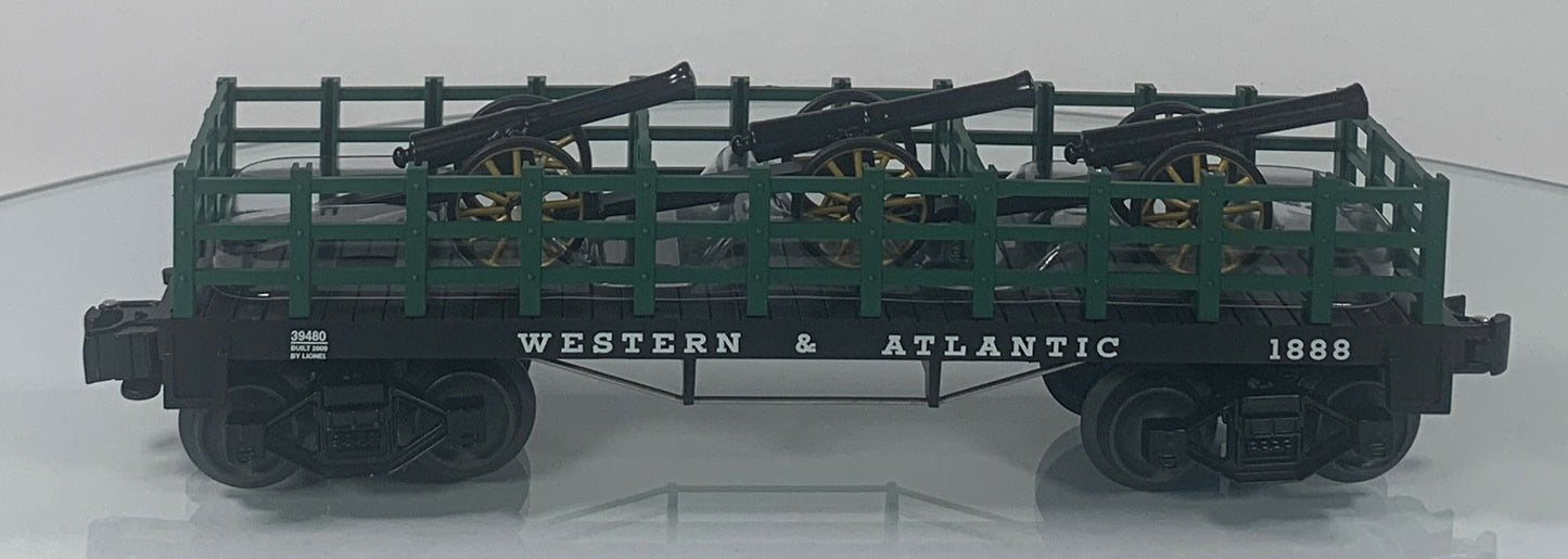 LIONEL • O GAUGE • 2009 Western & Atlantic Flatcar with Cannon Load 6-39480 • NEW OLD STOCK