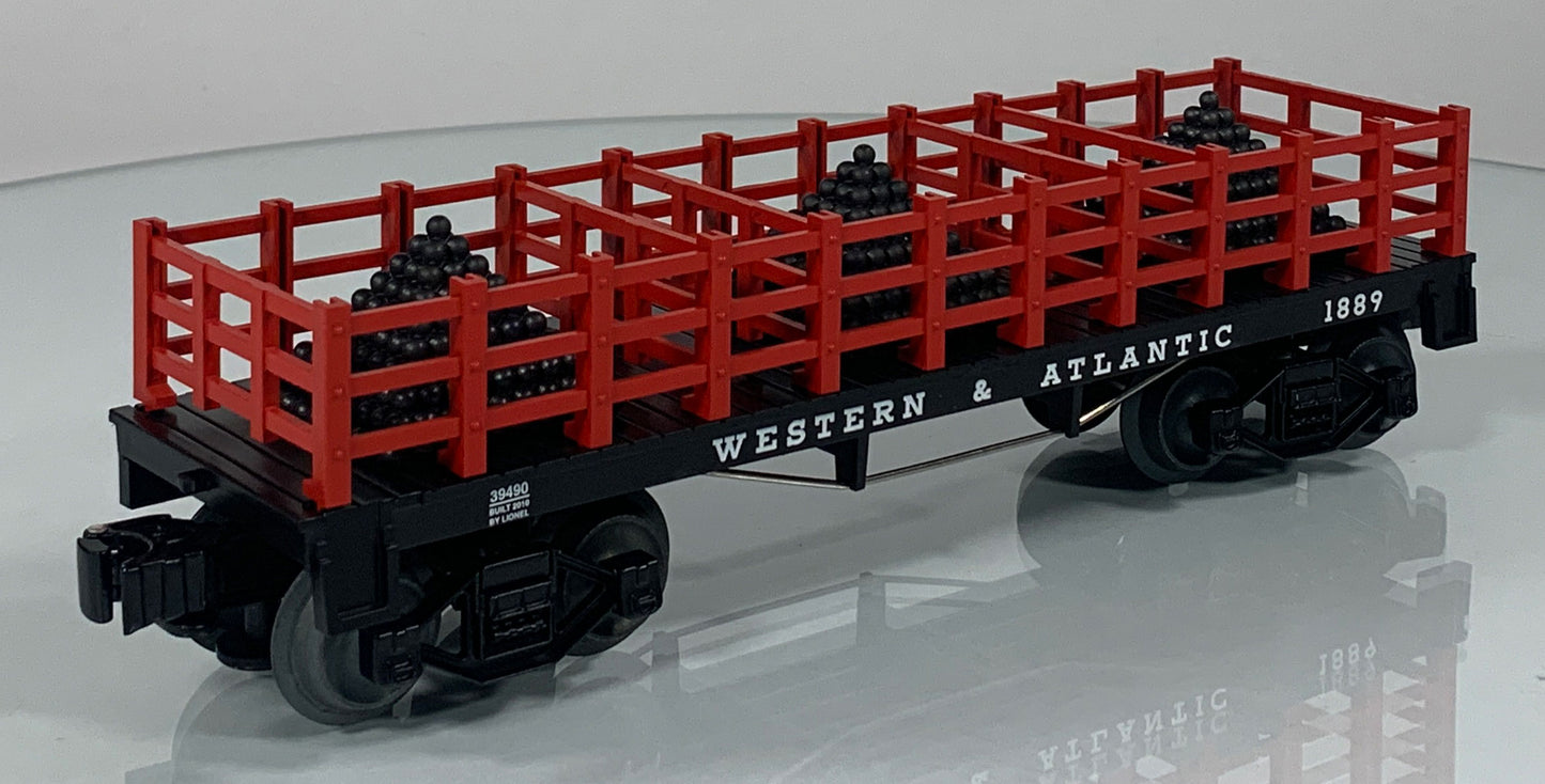 LIONEL • O GAUGE • 2010 Western & Atlantic Cannonball Flatcar 6-39490 • NEW OLD STOCK