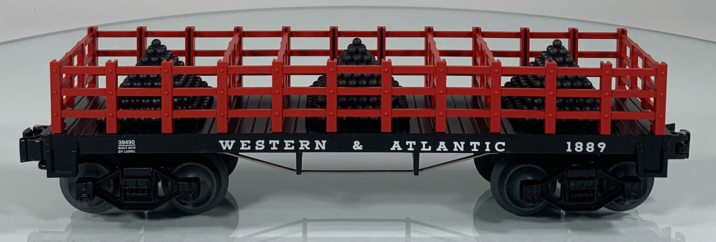 LIONEL • O GAUGE • 2010 Western & Atlantic Cannonball Flatcar 6-39490 • NEW OLD STOCK