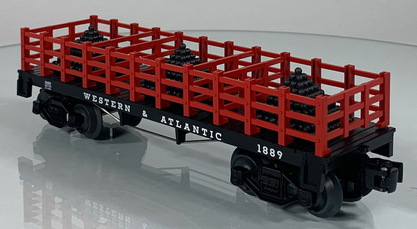 LIONEL • O GAUGE • 2010 Western & Atlantic Cannonball Flatcar 6-39490 • NEW OLD STOCK