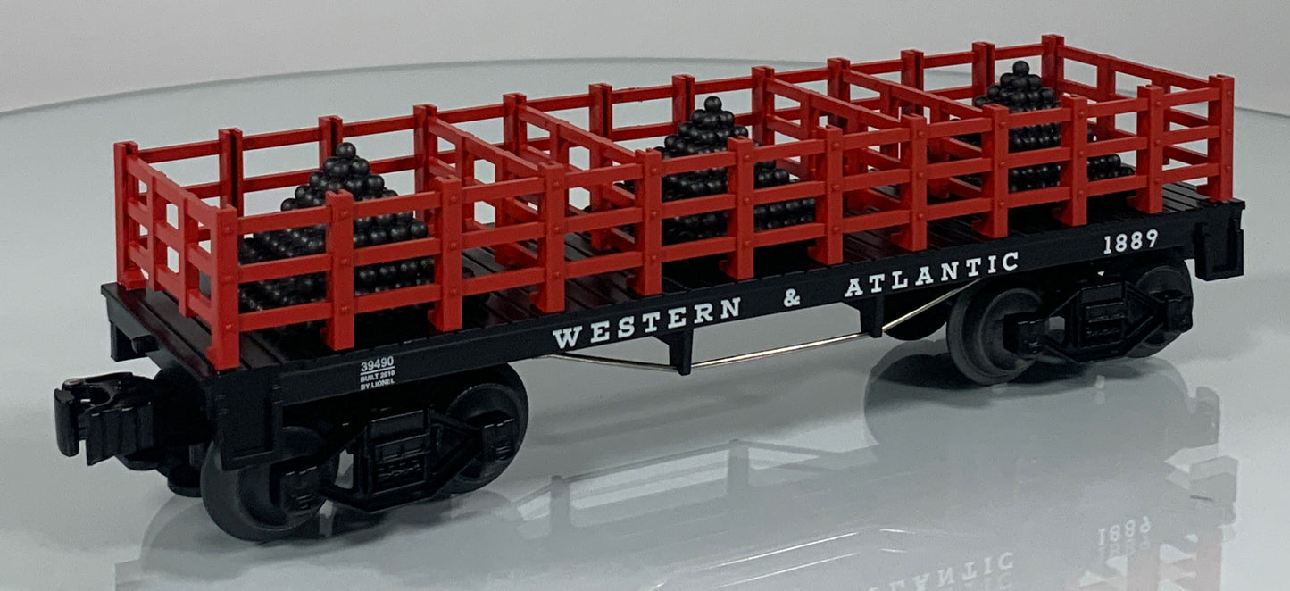 LIONEL • O GAUGE • 2010 Western & Atlantic Cannonball Flatcar 6-39490 • NEW OLD STOCK