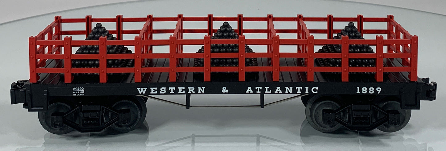LIONEL • O GAUGE • 2010 Western & Atlantic Cannonball Flatcar 6-39490 • NEW OLD STOCK