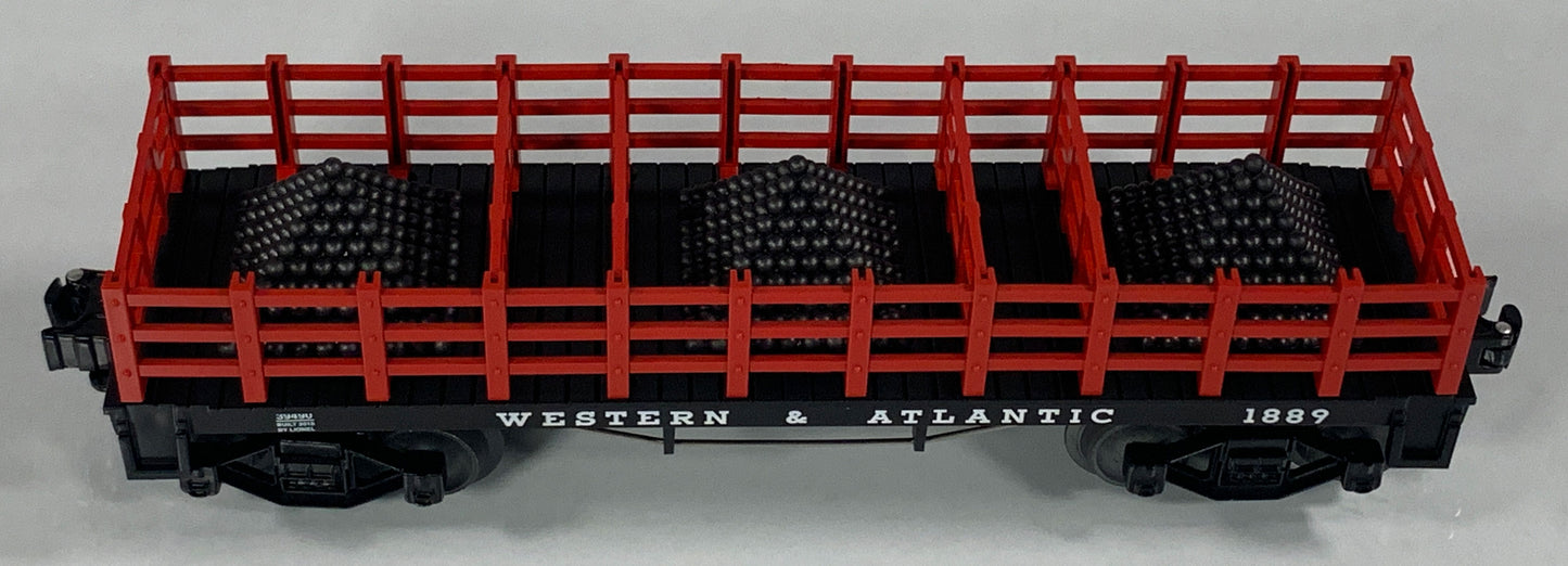 LIONEL • O GAUGE • 2010 Western & Atlantic Cannonball Flatcar 6-39490 • NEW OLD STOCK