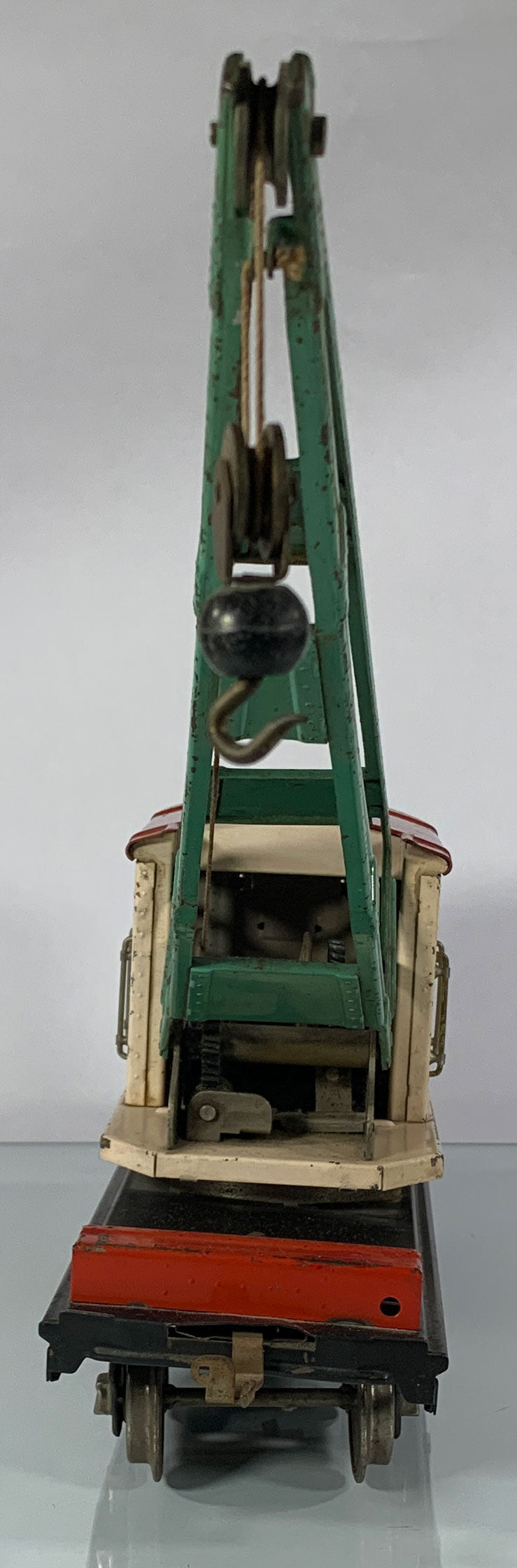 LIONEL • STANDARD GAUGE • 1926-1940 219 Crane RARE Ivory Red Roof Green Boom • VERY GOOD COND