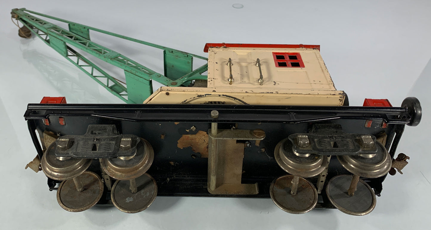 LIONEL • STANDARD GAUGE • 1926-1940 219 Crane RARE Ivory Red Roof Green Boom • VERY GOOD COND