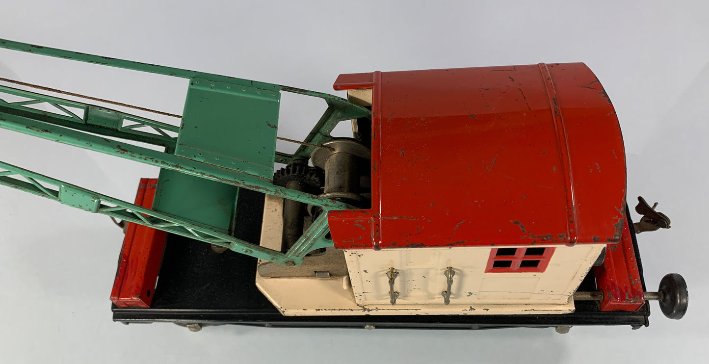 LIONEL • STANDARD GAUGE • 1926-1940 219 Crane RARE Ivory Red Roof Green Boom • VERY GOOD COND