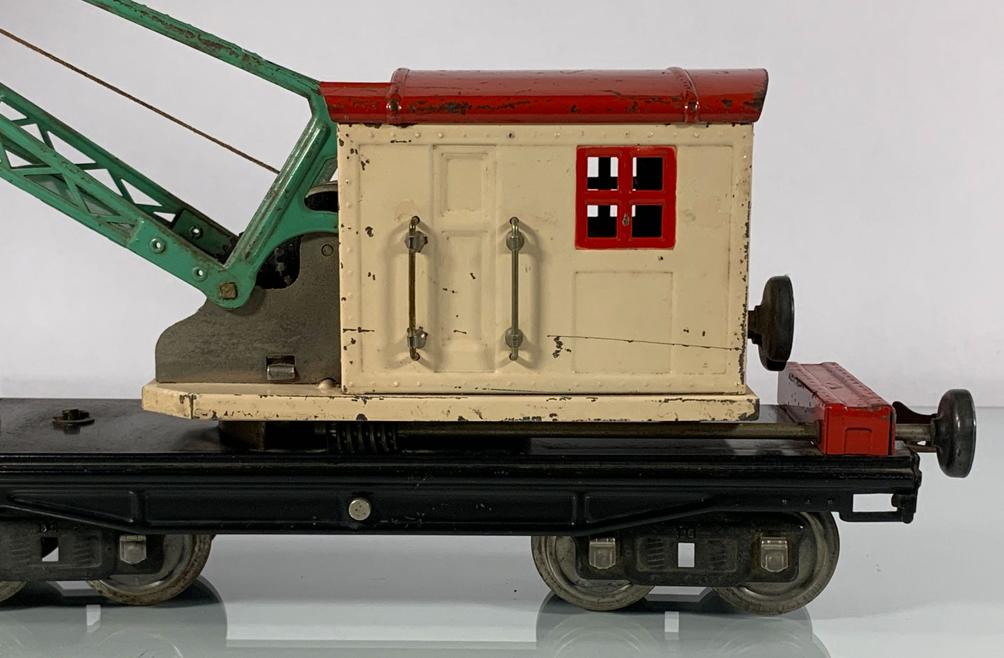 LIONEL • STANDARD GAUGE • 1926-1940 219 Crane RARE Ivory Red Roof Green Boom • VERY GOOD COND