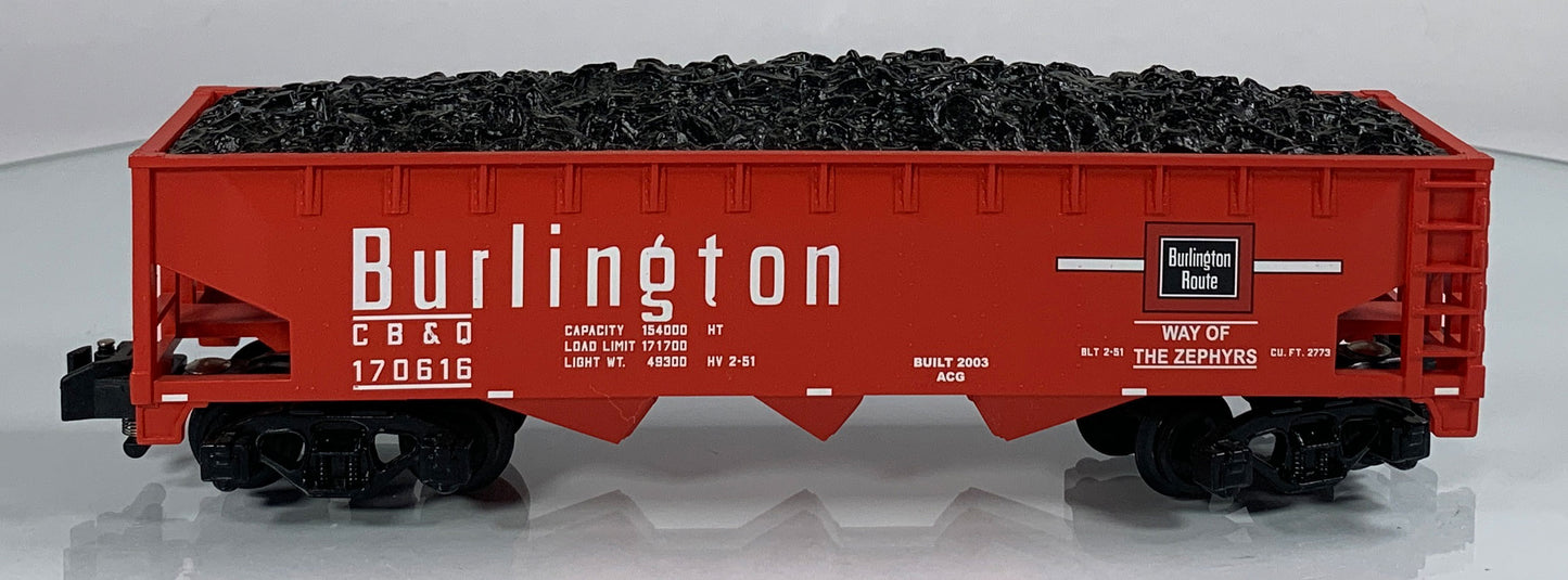 AMERICAN FLYER • S GAUGE • 2003 Burlington Hopper w Coal Load 6-48622 • EX COND