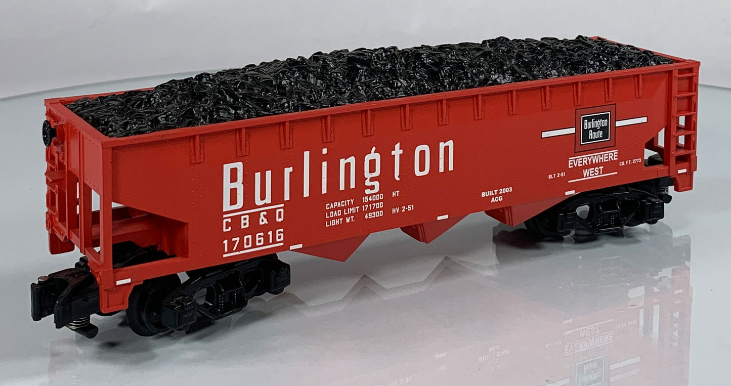 AMERICAN FLYER • S GAUGE • 2003 Burlington Hopper w Coal Load 6-48622 • EX COND