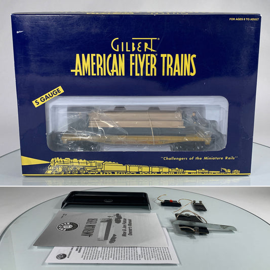 AMERICAN FLYER • S GAUGE • 2003 Union Pacific Moe & Joe Operating Lumber Car 6-49011 • EX COND