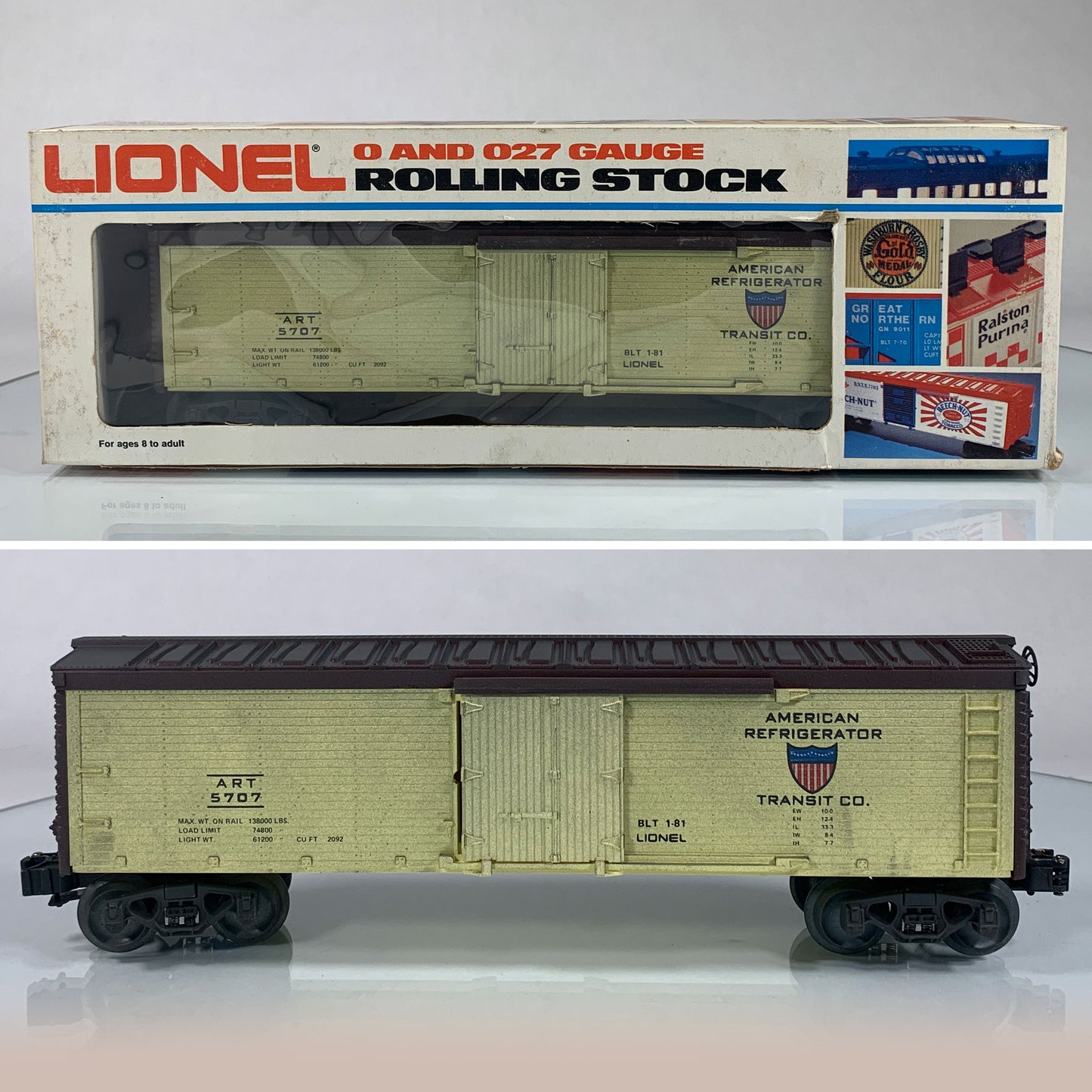 LIONEL • O GAUGE • 1981 American Refrigerator Transit Co Reefer 6-5707 • NEW OLD STOCK
