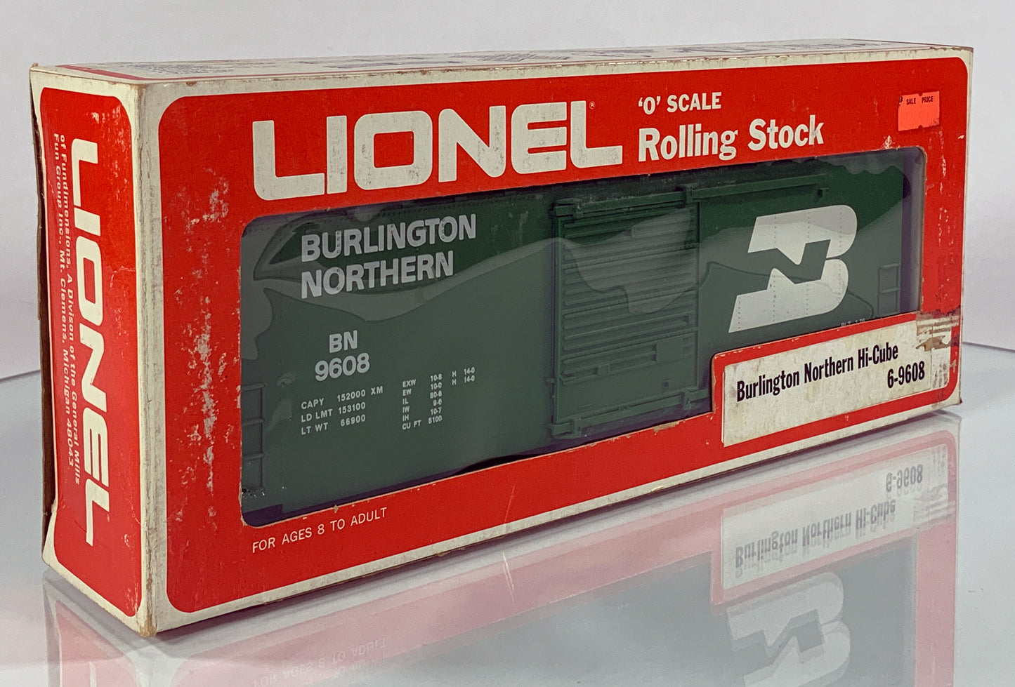 LIONEL • O GAUGE • 1976 Burlington Northern Hi-Cube Boxcar 6-9608 • NEW OLD STOCK