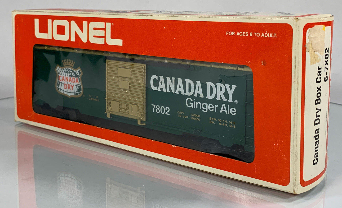 LIONEL • O GAUGE • 1976 Canada Dry Ginger Ale Boxcar 6-7802 • EX COND