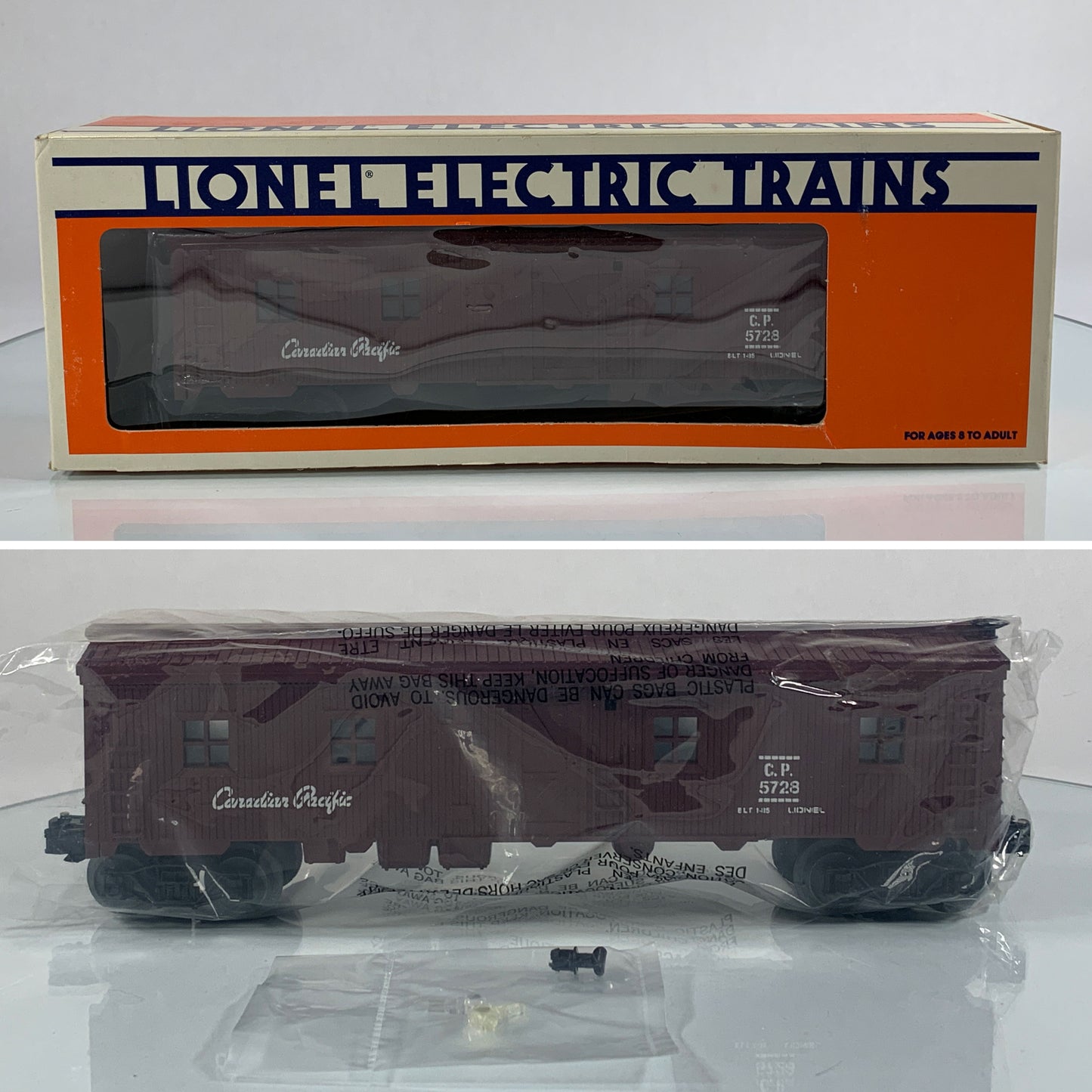 LIONEL • O GAUGE • 1985 Canadian Pacific Illuminated Bunk Car 6-5728 • NEW OLD STOCK