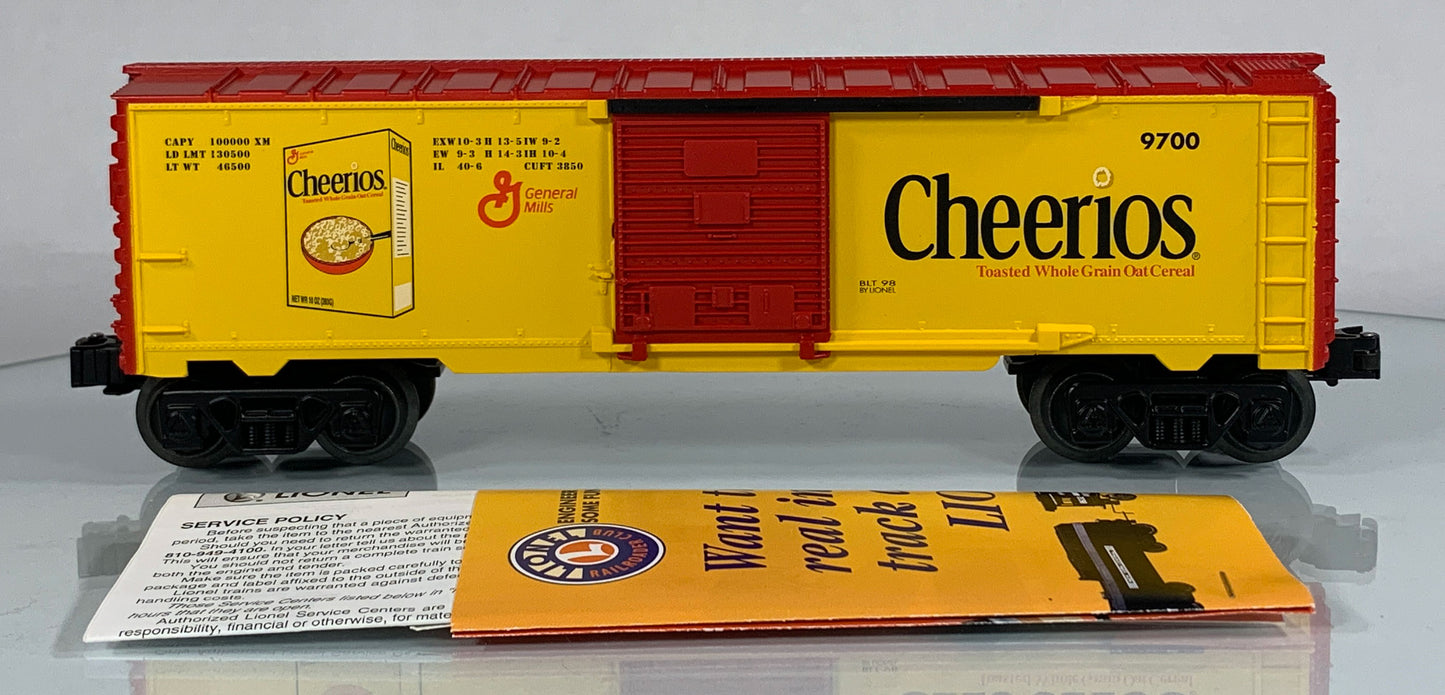 LIONEL • O GAUGE • 1998 Cheerios Boxcar  6-26216 • NEW OLD STOCK