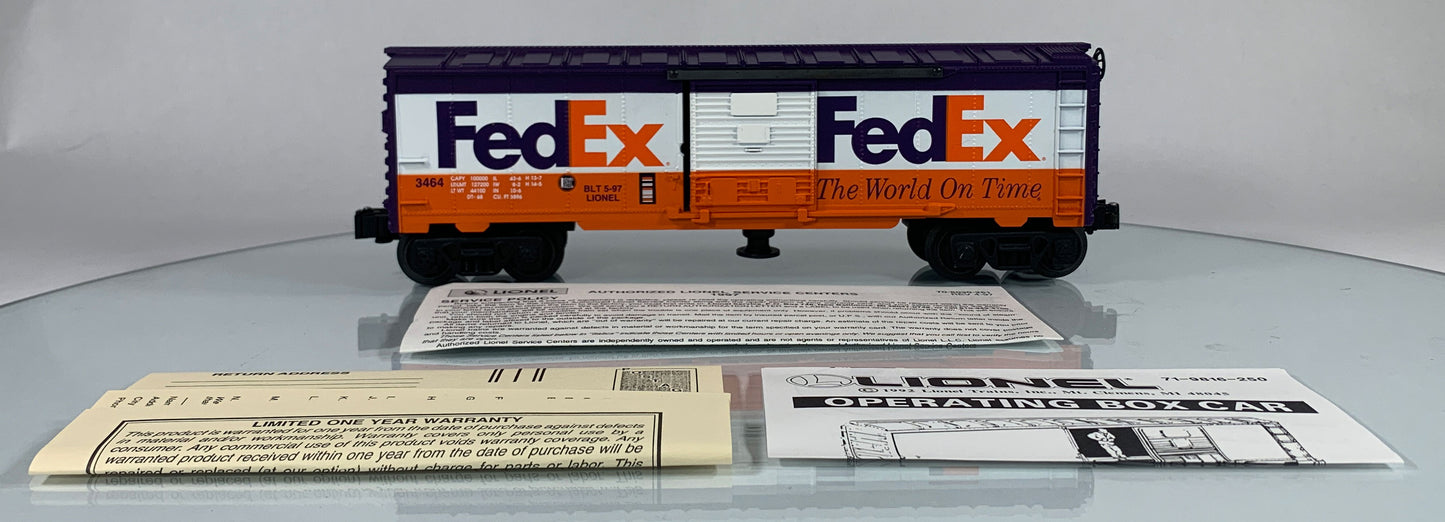 LIONEL • O GAUGE • 1997 3464x Fed Ex Animated Boxcar  6-19835 • NEW OLD STOCK