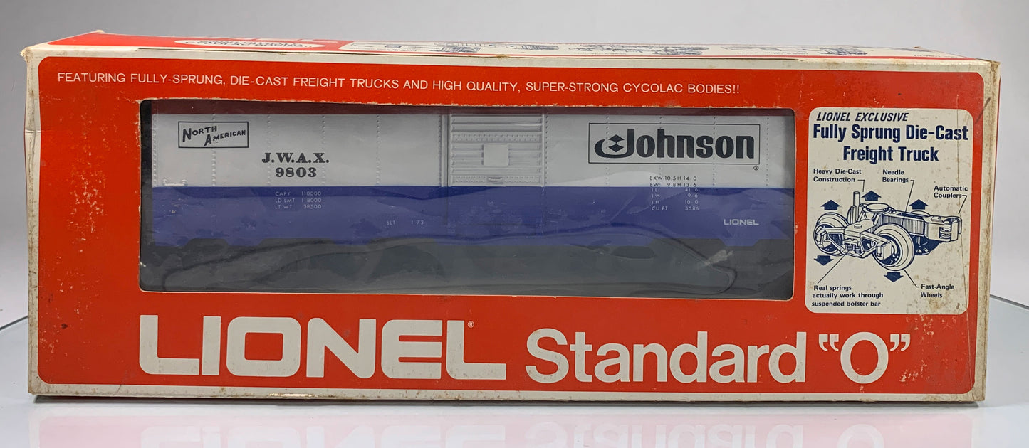 LIONEL • STD O GAUGE • 1973 Johnson Wax Boxcar 6-9803 • EX COND