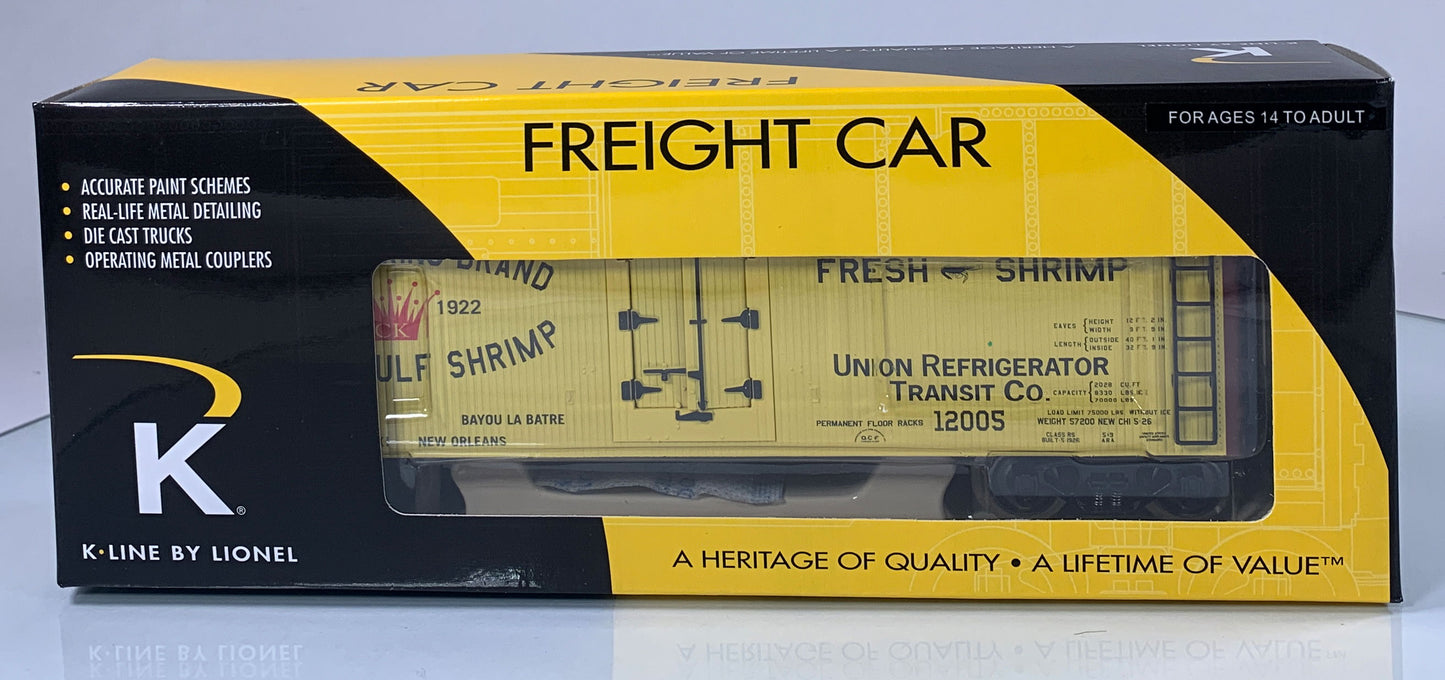 K-LINE • O GAUGE • 2006 Coastal King Brand Shrimp Reefer 6-22314 • NEW OLD STOCK