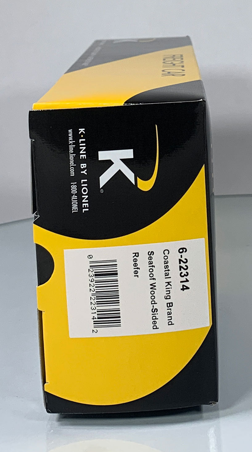 K-LINE • O GAUGE • 2006 Coastal King Brand Shrimp Reefer 6-22314 • NEW OLD STOCK