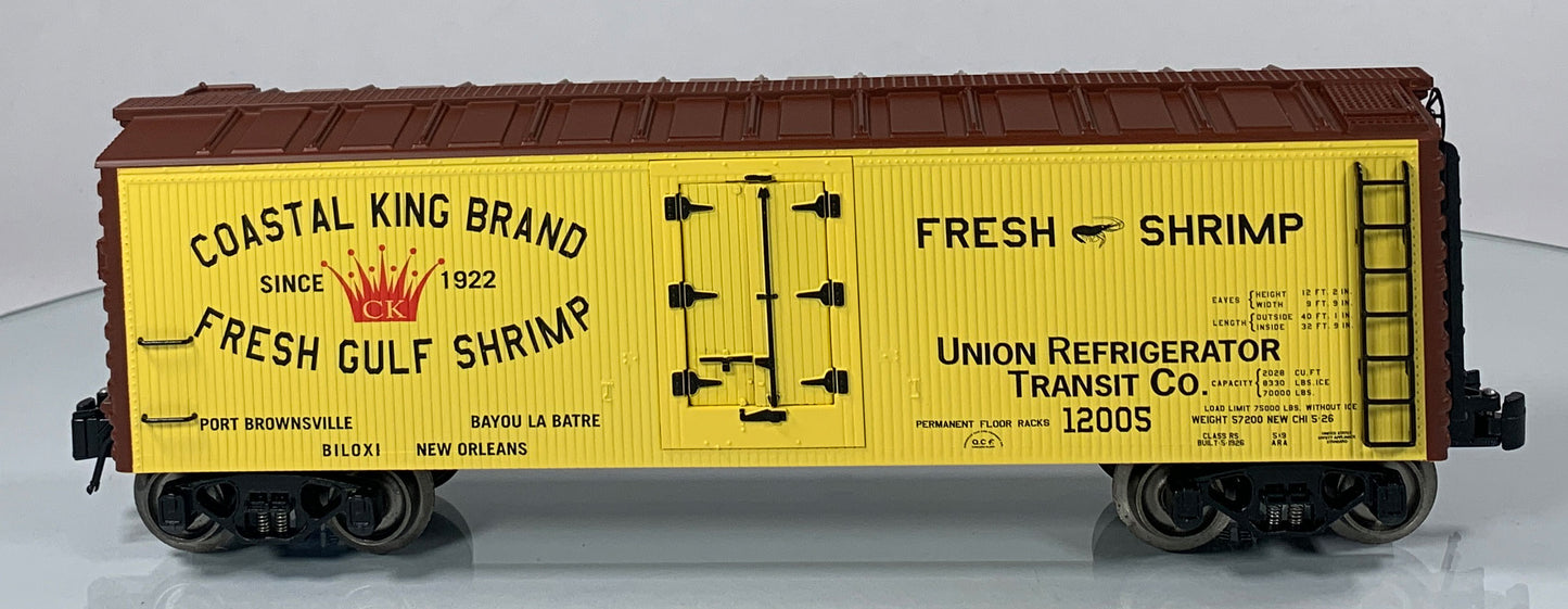 K-LINE • O GAUGE • 2006 Coastal King Brand Shrimp Reefer 6-22314 • NEW OLD STOCK