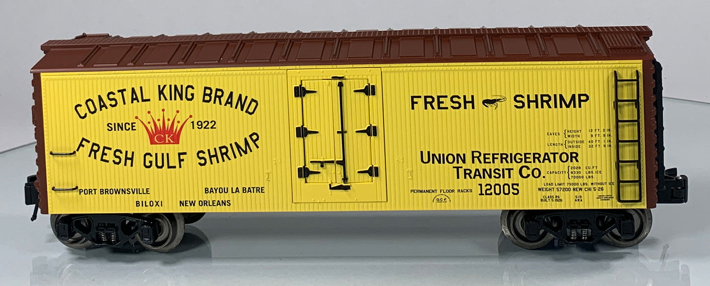 K-LINE • O GAUGE • 2006 Coastal King Brand Shrimp Reefer 6-22314 • NEW OLD STOCK