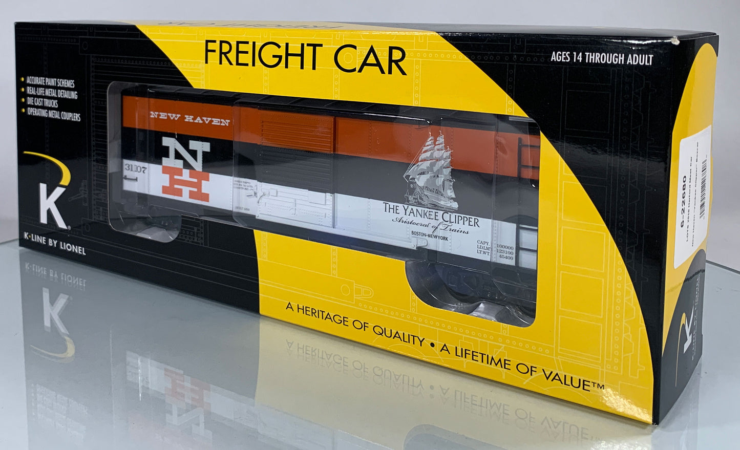 K-LINE • O GAUGE • 2010 LOTS Hartford Meet "Yankee Clipper" New Haven Boxcar 6-22680 • NEW OLD STOCK