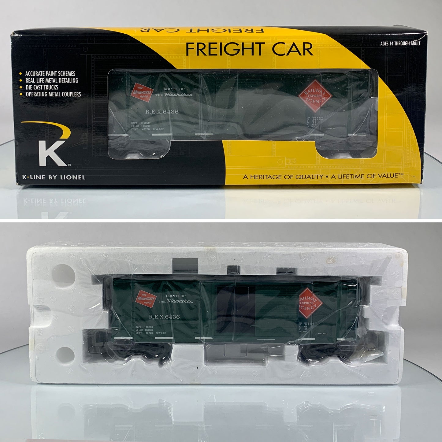 K-LINE • O GAUGE • 2009 Milwaukee Road Railway Express Boxcar 6-22515 • NEW OLD STOCK