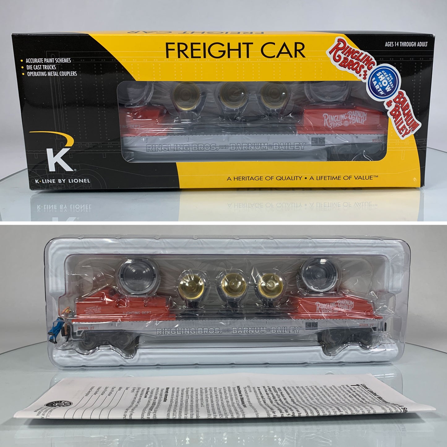 K-LINE • O GAUGE • 2008 Ringling Bros Barnum Bailey Searchlight Car 6-22244 • NEW OLD STOCK