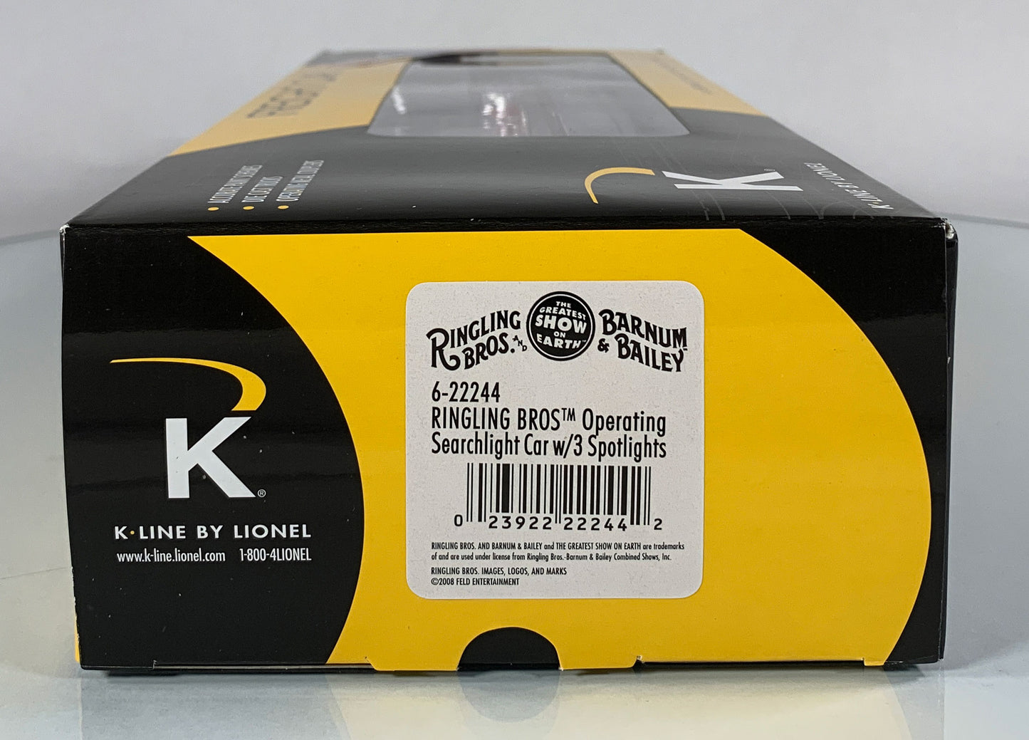 K-LINE • O GAUGE • 2008 Ringling Bros Barnum Bailey Searchlight Car 6-22244 • NEW OLD STOCK