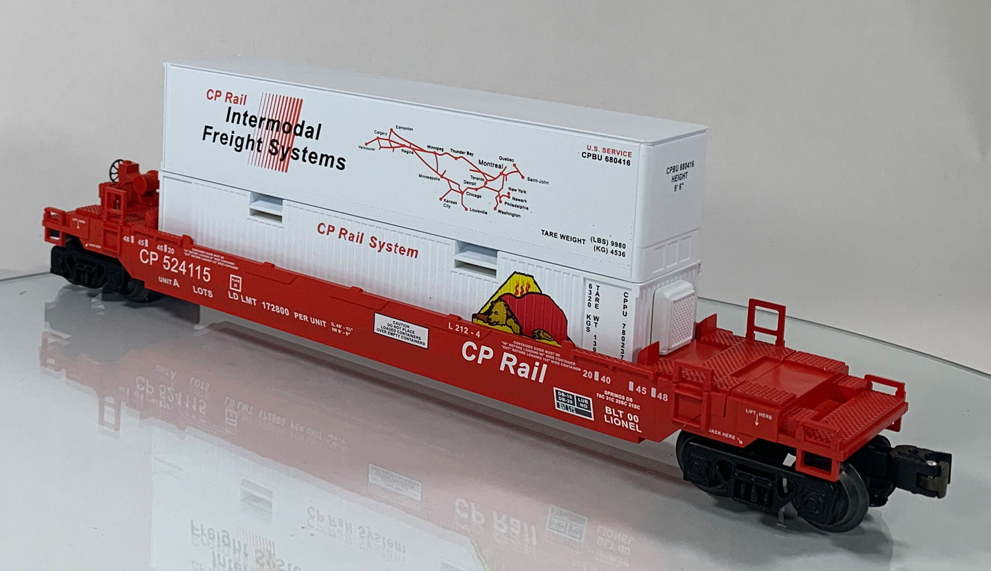 LIONEL • O GAUGE • 2000 LOTS Double Stack CP Rail Well Car 6-52196 • NEW OLD STOCK